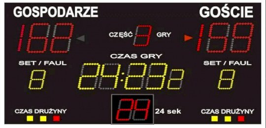 Scoreboard 205 x 120 x 6 cm, remote or desk controlled, with assembly